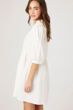 Poplin V-Neck Babydoll Dress