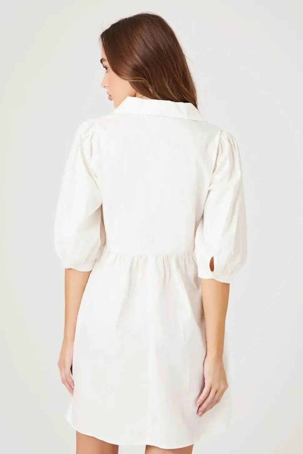 Poplin V-Neck Babydoll Dress