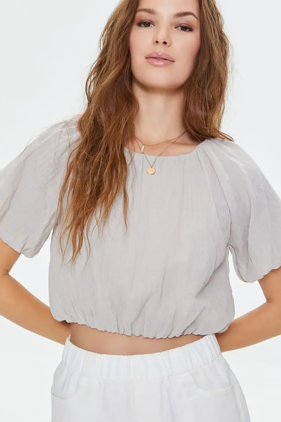 Puff-Sleeve Crop Top