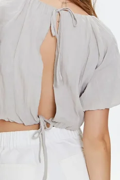 Puff-Sleeve Crop Top