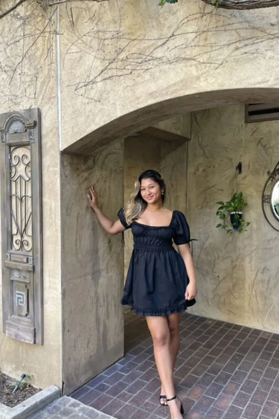 Puff-Sleeve Mini Dress