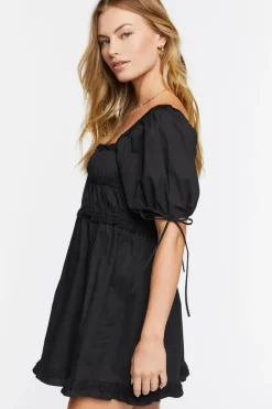 Puff-Sleeve Mini Dress
