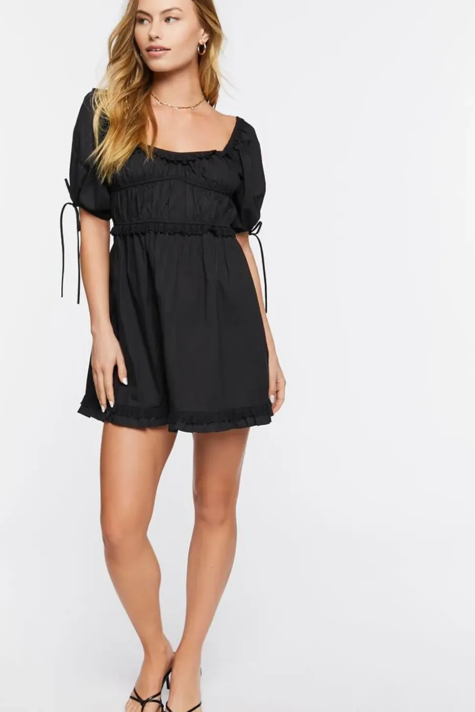 Puff-Sleeve Mini Dress