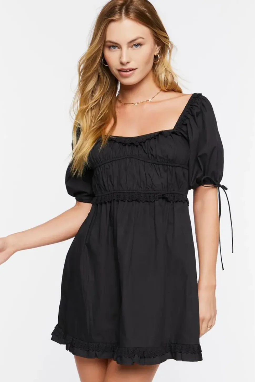Puff-Sleeve Mini Dress