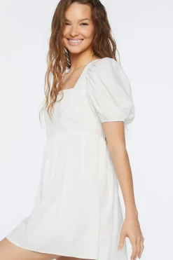 Puff-Sleeve Mini Dress