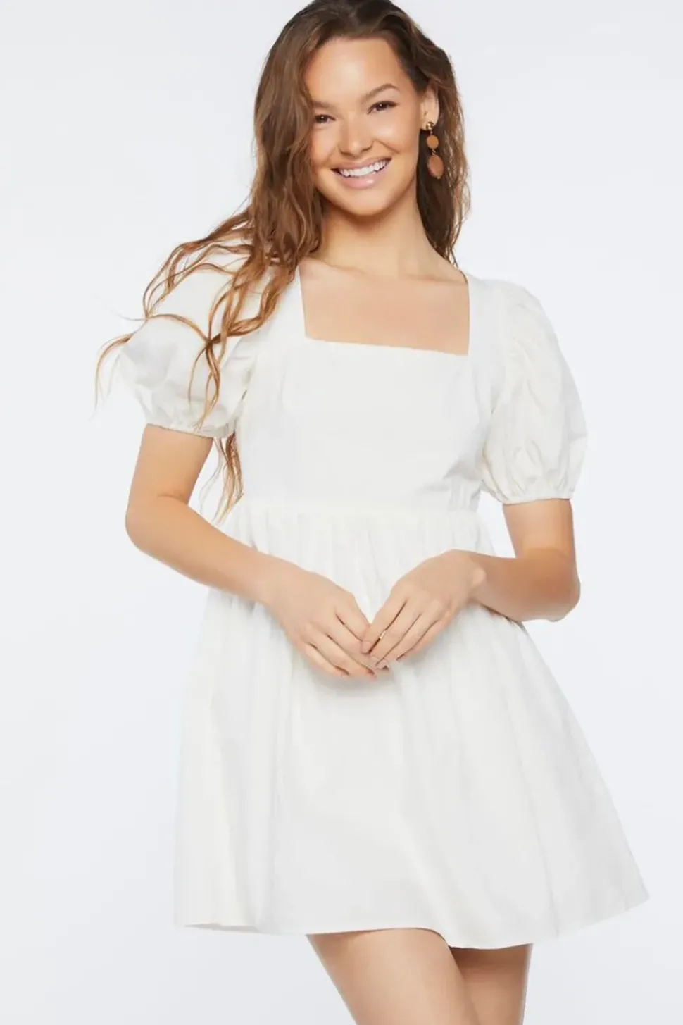 Puff-Sleeve Mini Dress