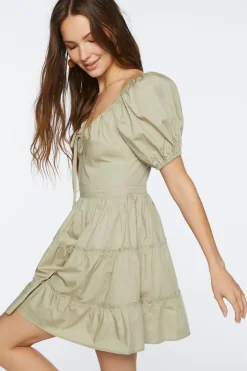 Puff-Sleeve Mini Dress