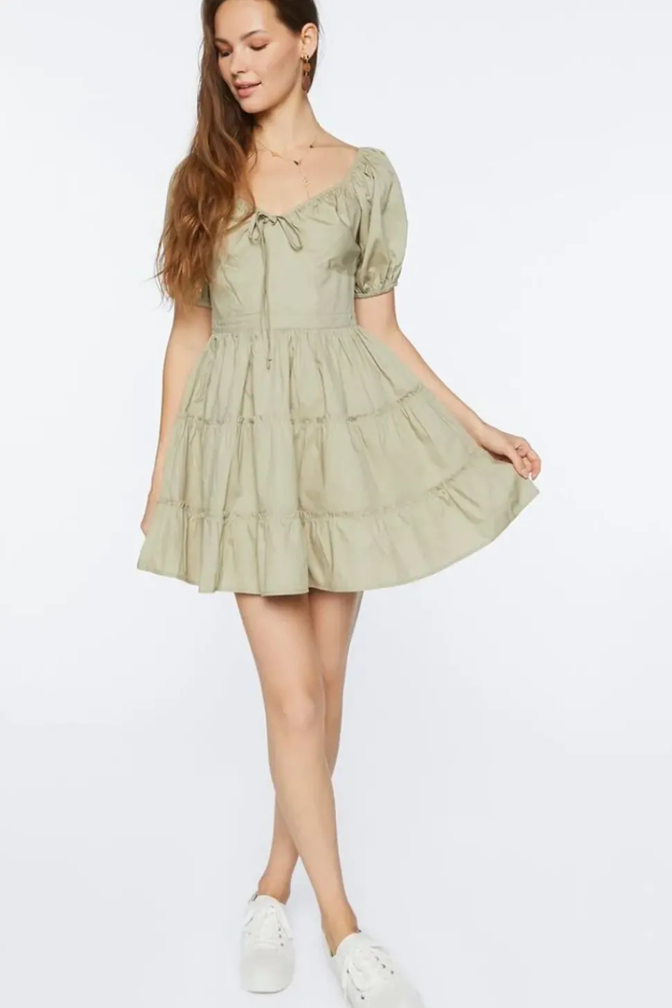 Puff-Sleeve Mini Dress