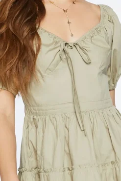 Puff-Sleeve Mini Dress