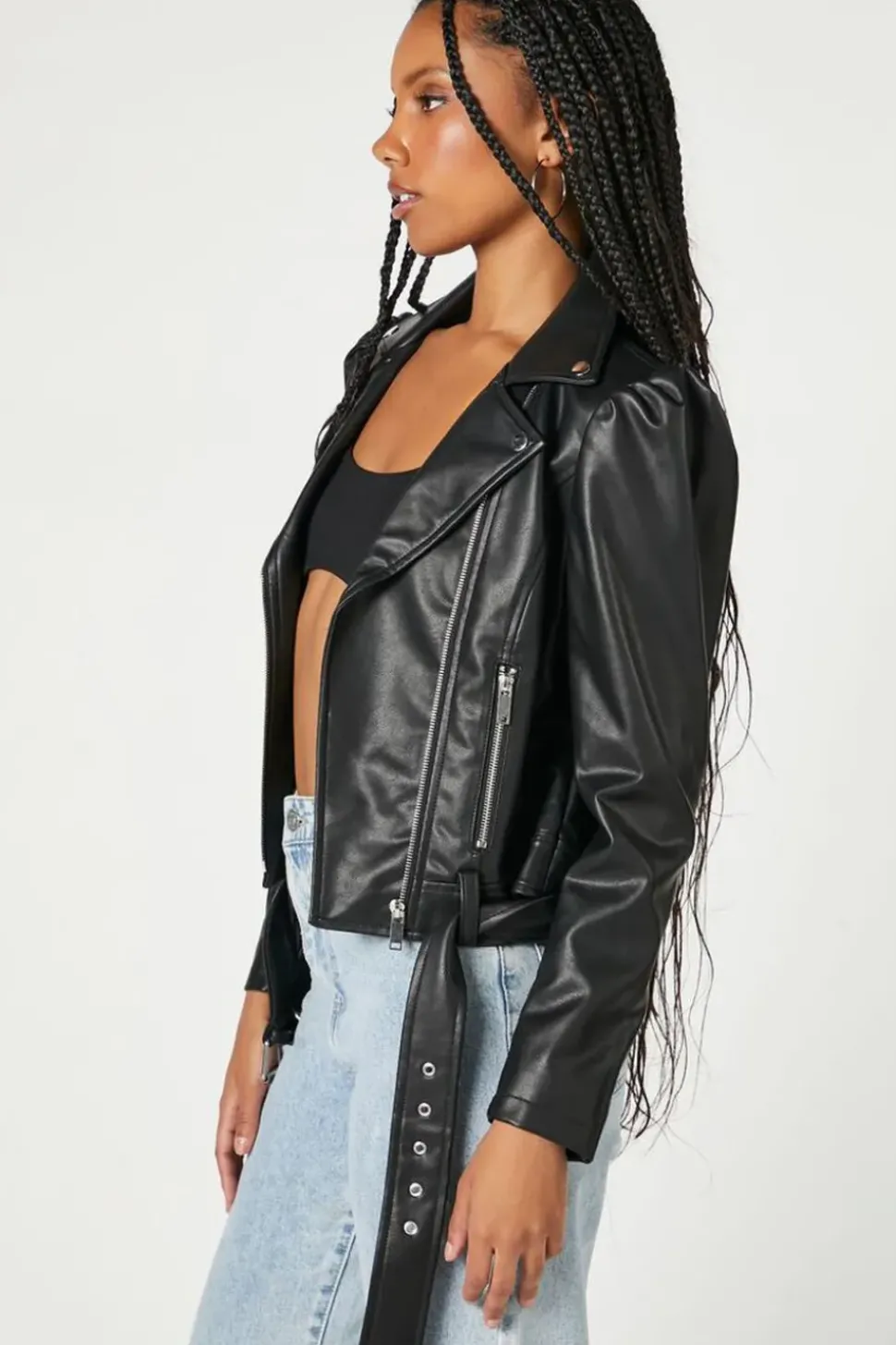 Puff-Sleeve Moto Jacket