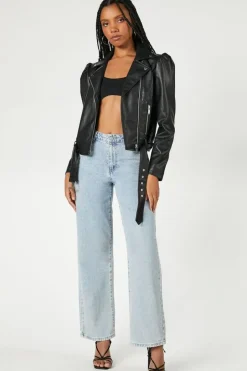 Puff-Sleeve Moto Jacket