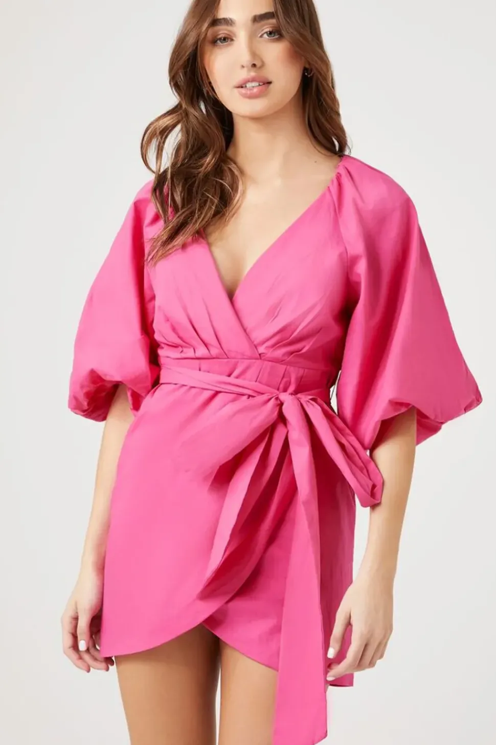 Puff-Sleeve Poplin Dress