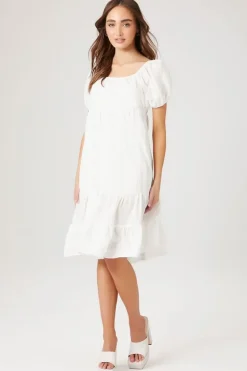 Puff-Sleeve Tiered Babydoll Dress