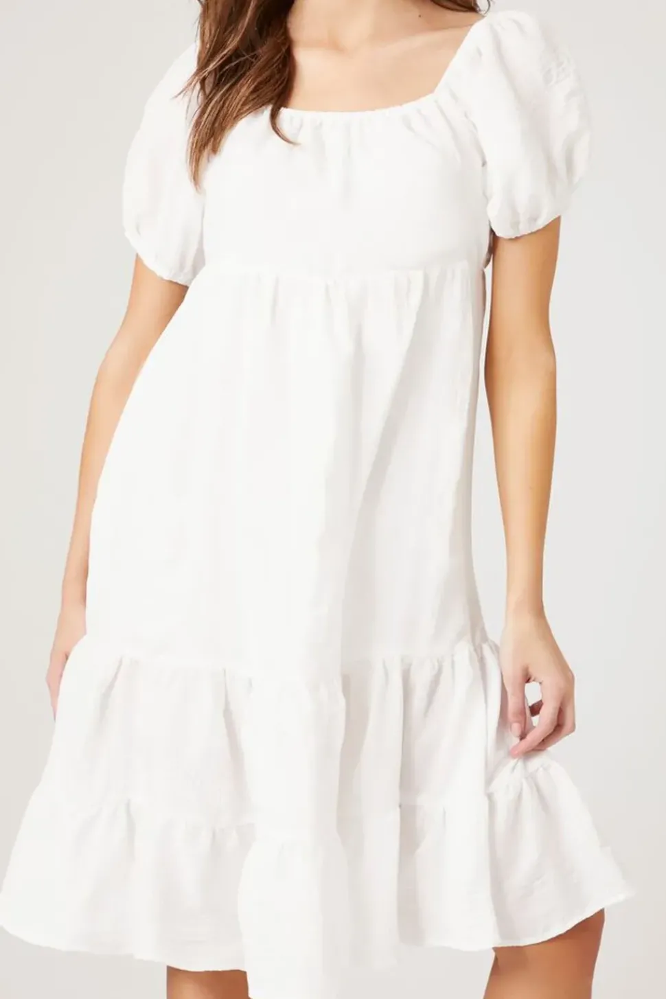 Puff-Sleeve Tiered Babydoll Dress
