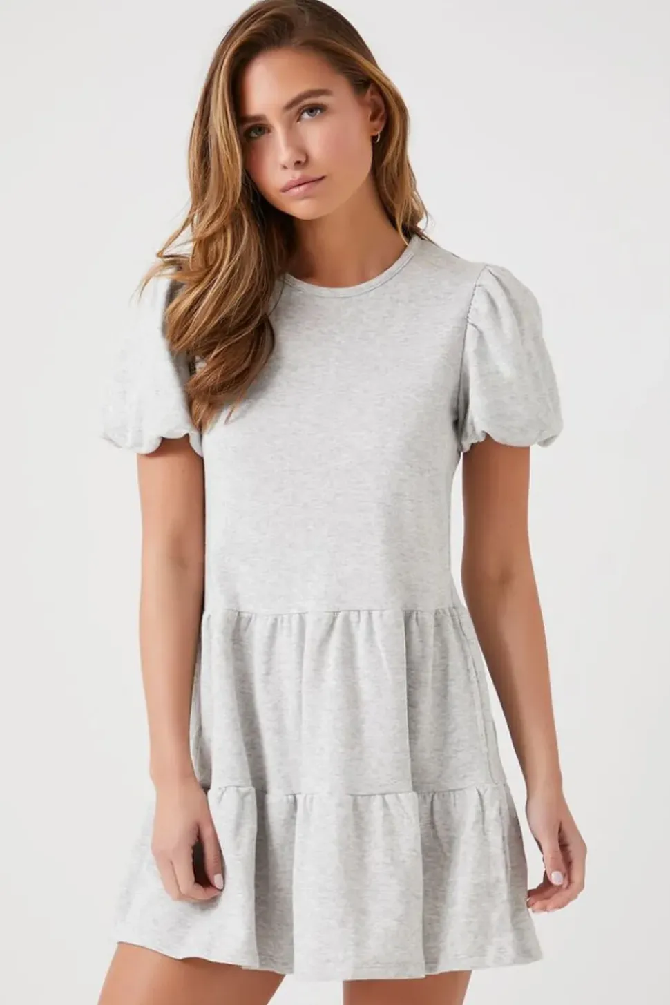 Puff-Sleeve Tiered Mini Dress