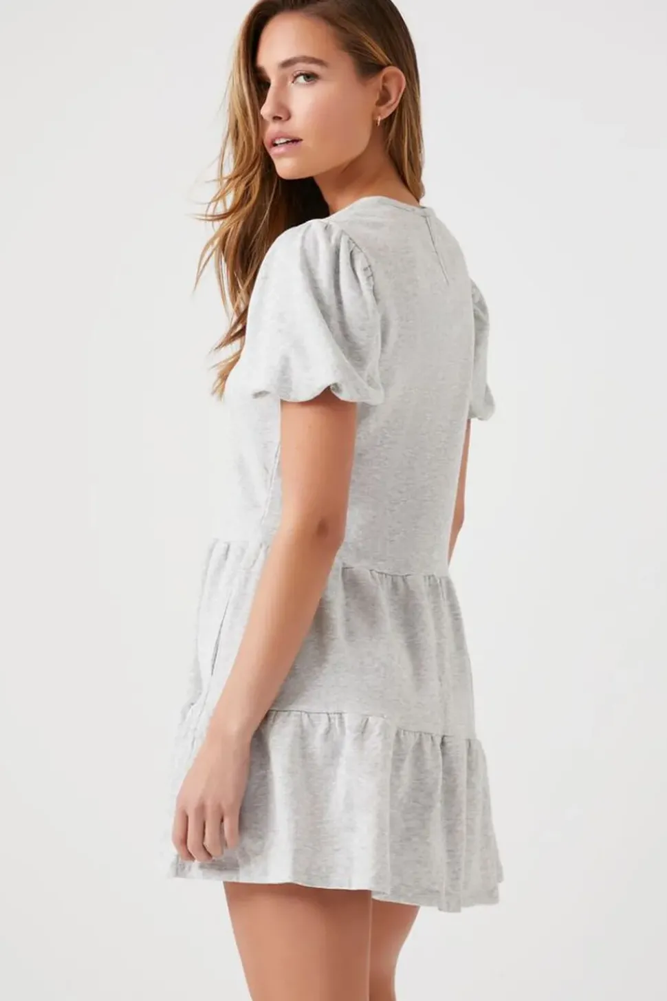 Puff-Sleeve Tiered Mini Dress