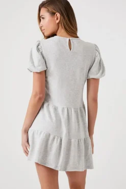 Puff-Sleeve Tiered Mini Dress