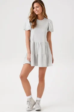 Puff-Sleeve Tiered Mini Dress
