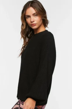 Purl Knit Drop-Sleeve Sweater