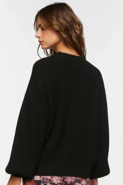 Purl Knit Drop-Sleeve Sweater