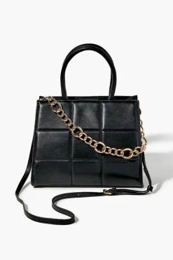 Quilted Faux Leather Satchel