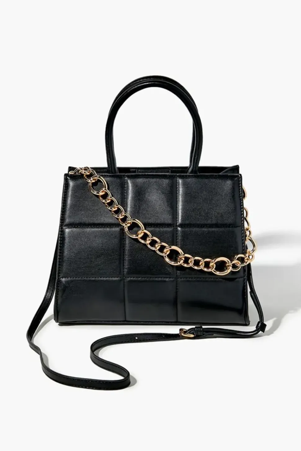 Quilted Faux Leather Satchel
