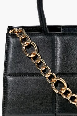 Quilted Faux Leather Satchel