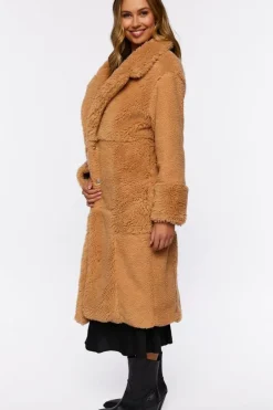 Quilted Faux Shearling Duster Coat