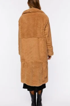 Quilted Faux Shearling Duster Coat