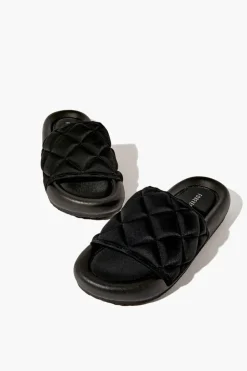 Quilted Open-Toe Slides