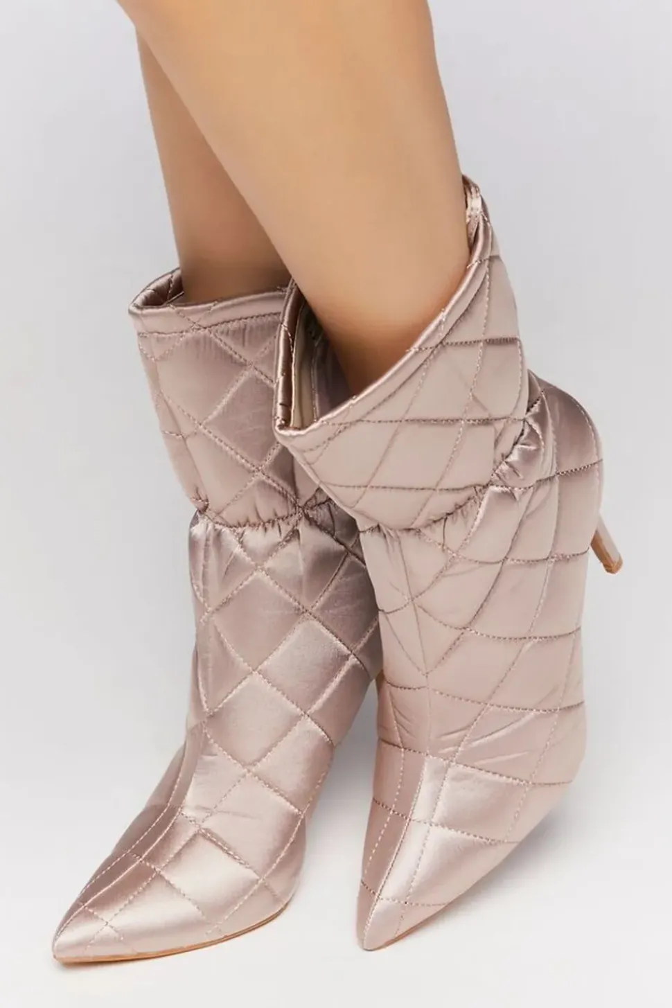 Quilted Satin Heel Booties