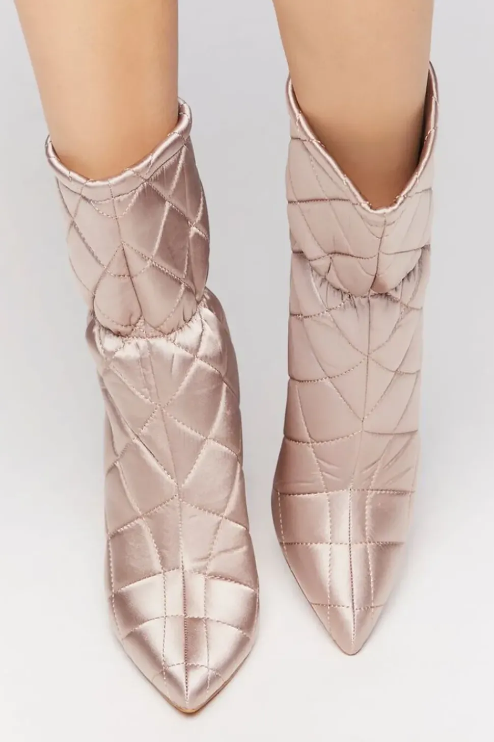 Quilted Satin Heel Booties