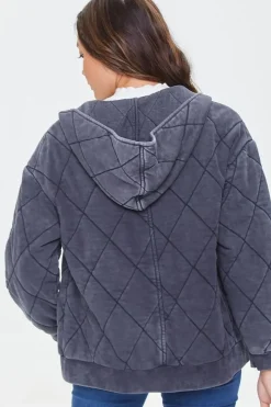Quilted Zip-Up Hoodie