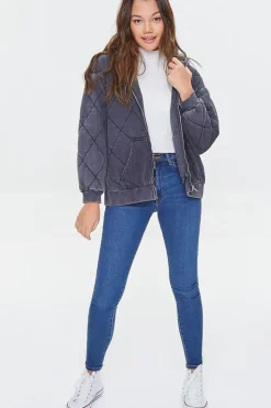 Quilted Zip-Up Hoodie