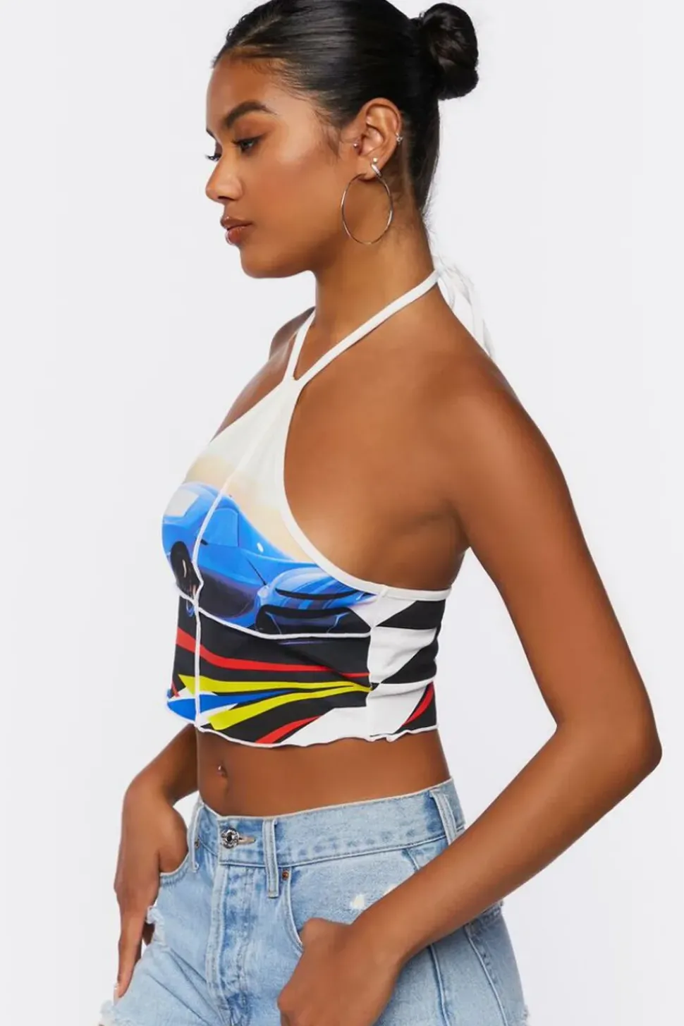 Race Car Graphic Halter Top
