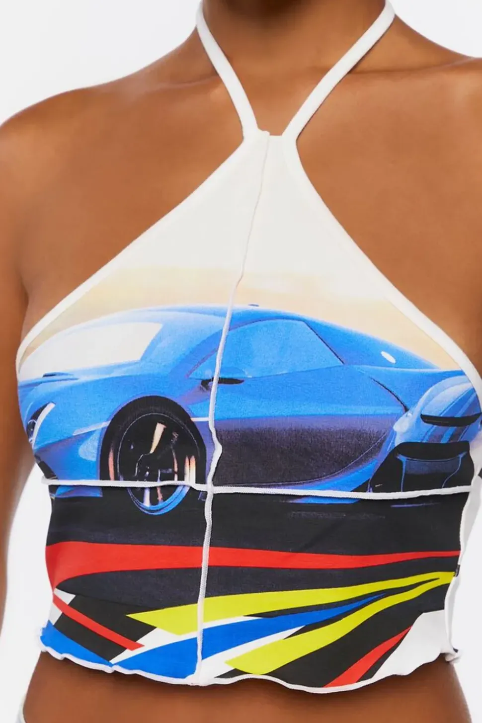 Race Car Graphic Halter Top