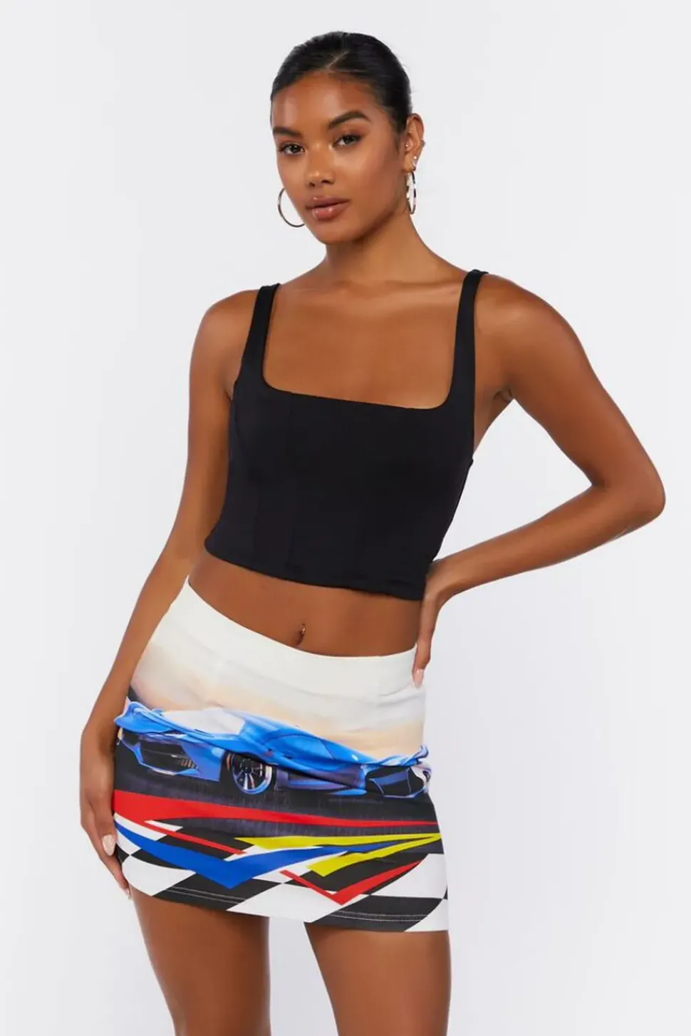 Race Car Graphic Mini Skirt