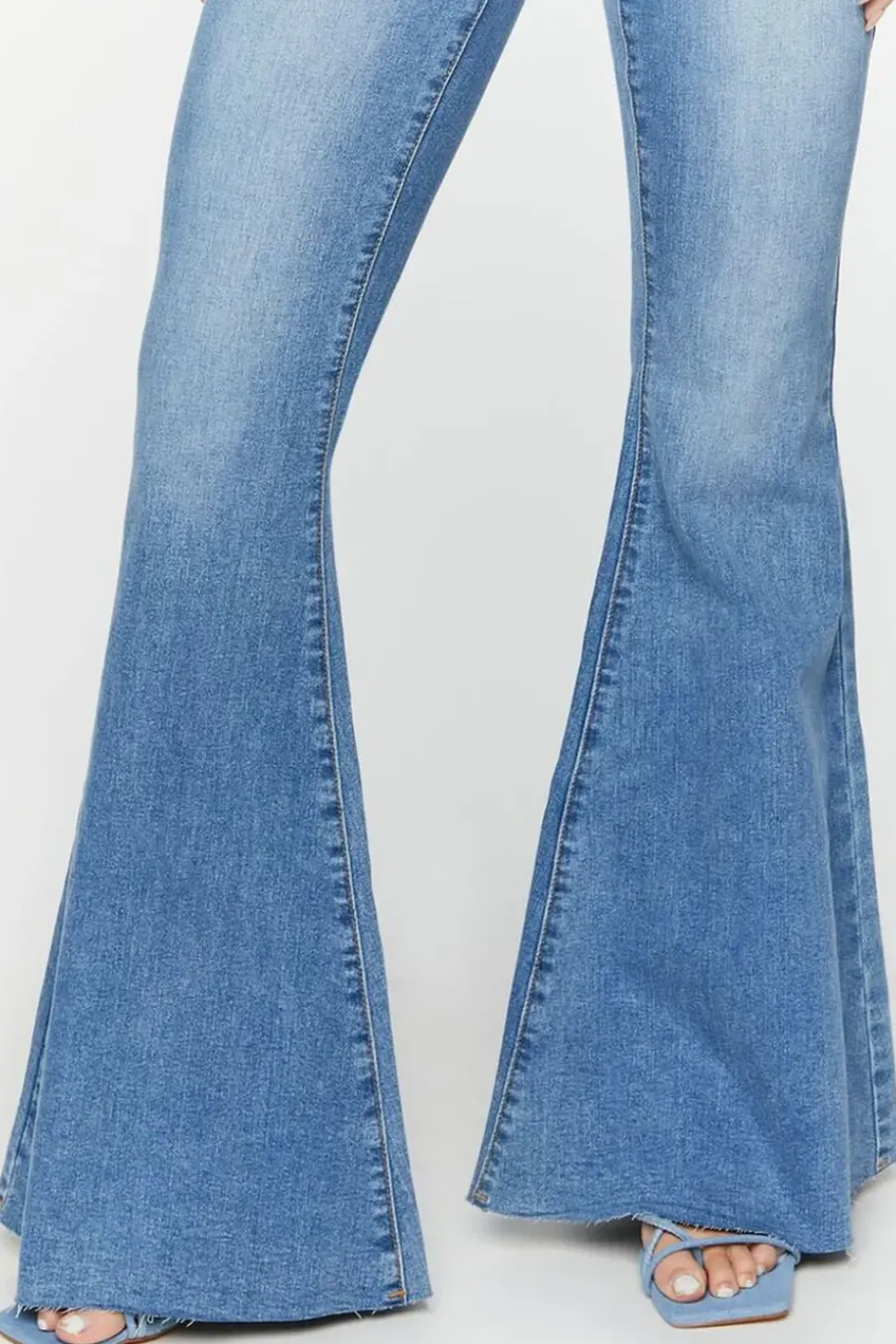 Raw-Cut Mid-Rise Flare Jeans
