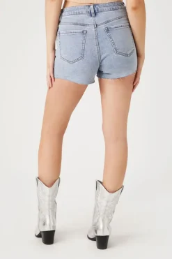 Raw-Cut Studded Denim Shorts