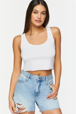 Recycled Cotton Distressed Denim Shorts