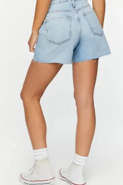 Recycled Cotton Distressed Denim Shorts