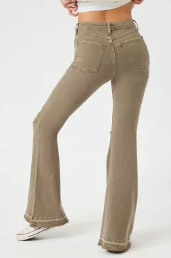 Recycled Cotton Distressed Flare Jeans