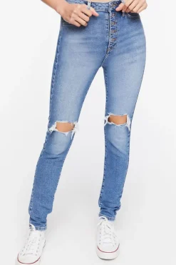 Recycled Cotton Distressed Skinny Jeans
