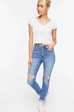 Recycled Cotton Distressed Skinny Jeans
