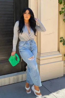 Recycled Cotton Distressed Straight-Leg Jeans