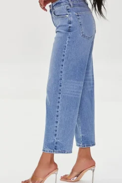 Recycled Cotton Distressed Straight-Leg Jeans
