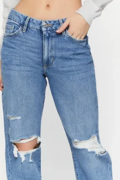 Recycled Cotton Distressed Straight-Leg Jeans