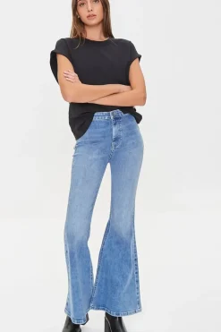 Recycled Cotton Faded Flare Jeans