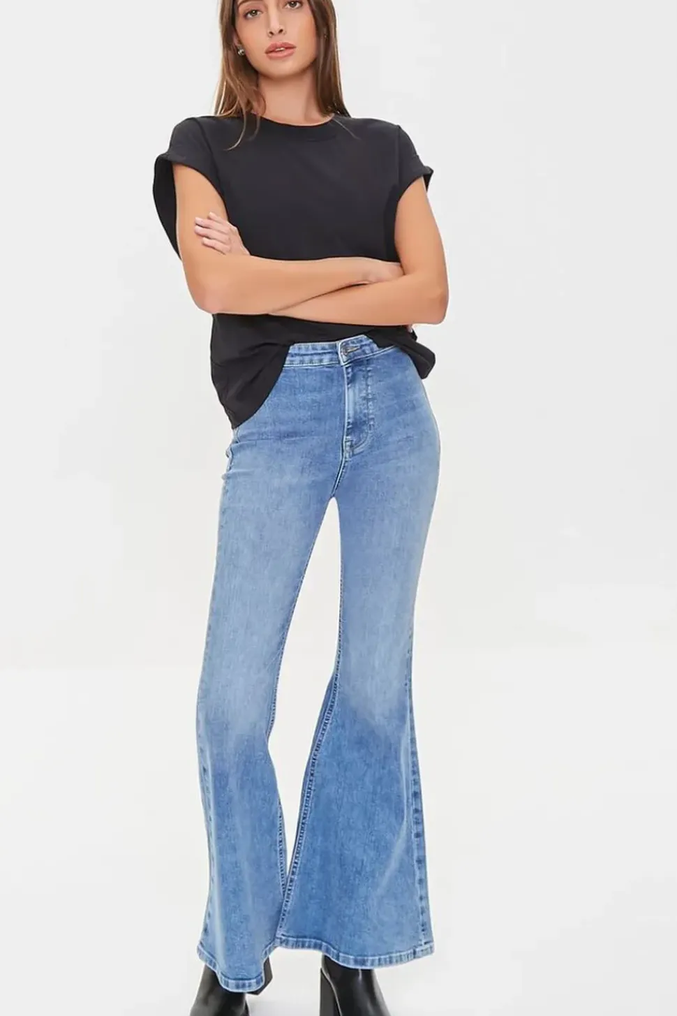 Recycled Cotton Faded Flare Jeans