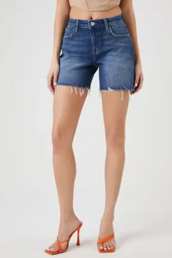 Recycled Cotton Frayed Denim Shorts